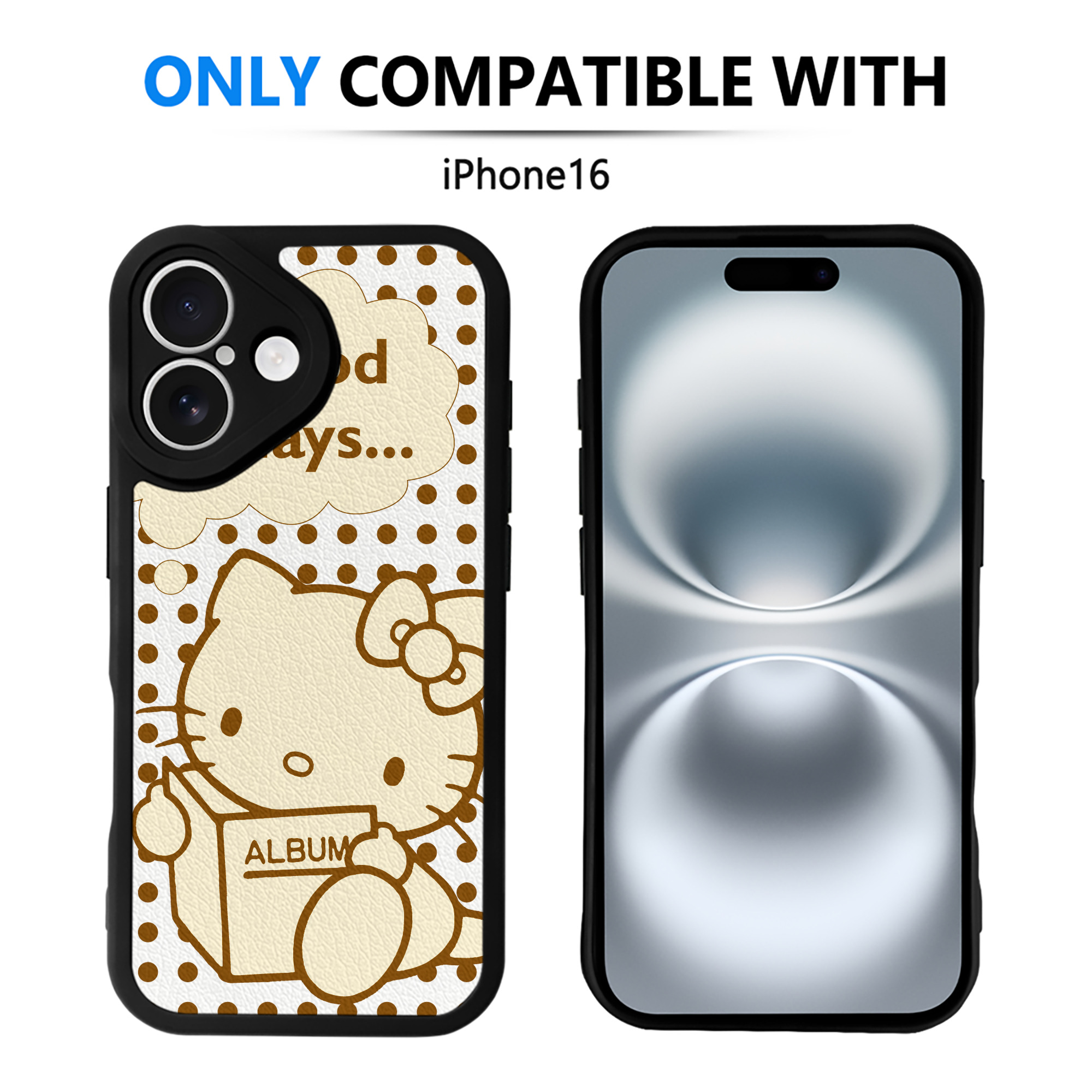 （画像用） Hello Kitty ハローキティ 【iPhone 16シリーズ対応】シリコンスマホケース（レザー調） 材質：シリコン